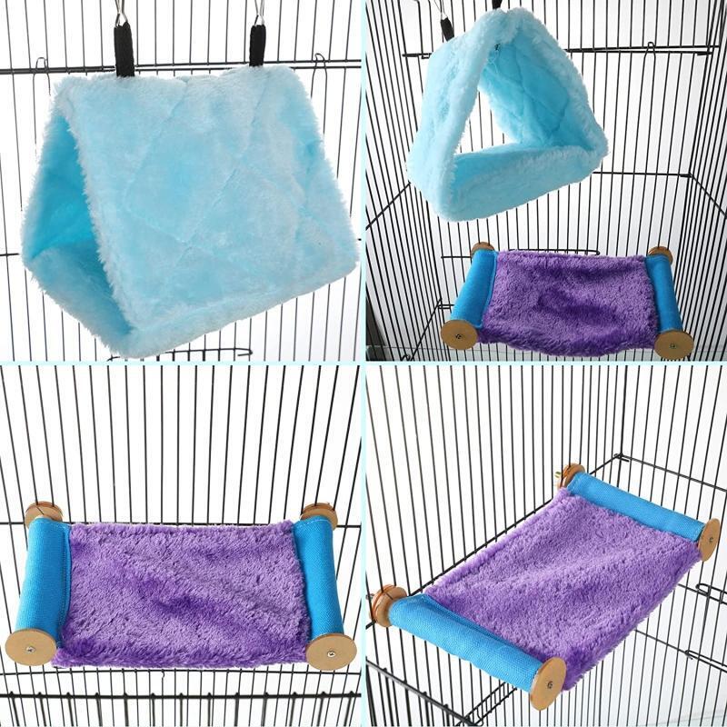 2 Pack Plush Fluffy Bird Nest House Hanging Hammock for Hamster Parrot Lovebird