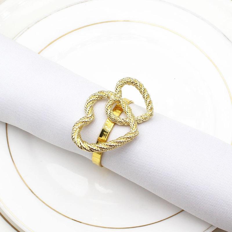 12pcs Valentine's Day Napkin Rings Double Heart Shaped Napkin Ring Holder Decor