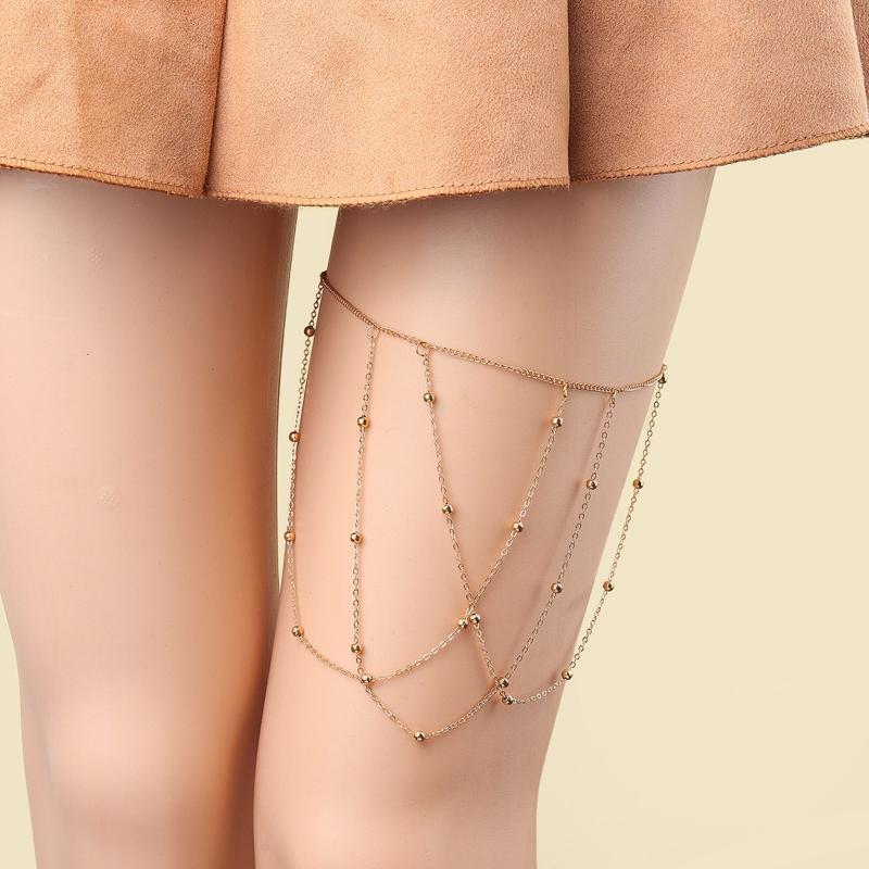 Bikini Leg Chain with Dangle Beaded Pendant Thigh Chain Party Decor for Girls