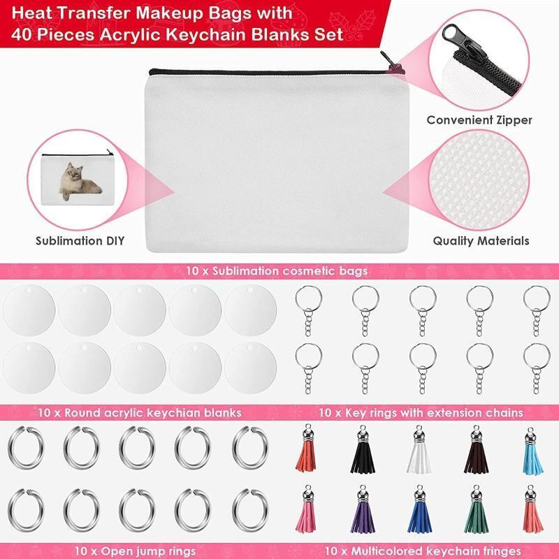 Sublimation Blank Pencil Case Bag Cosmetic Bag Canvas Zipper Bags for Girls Teen