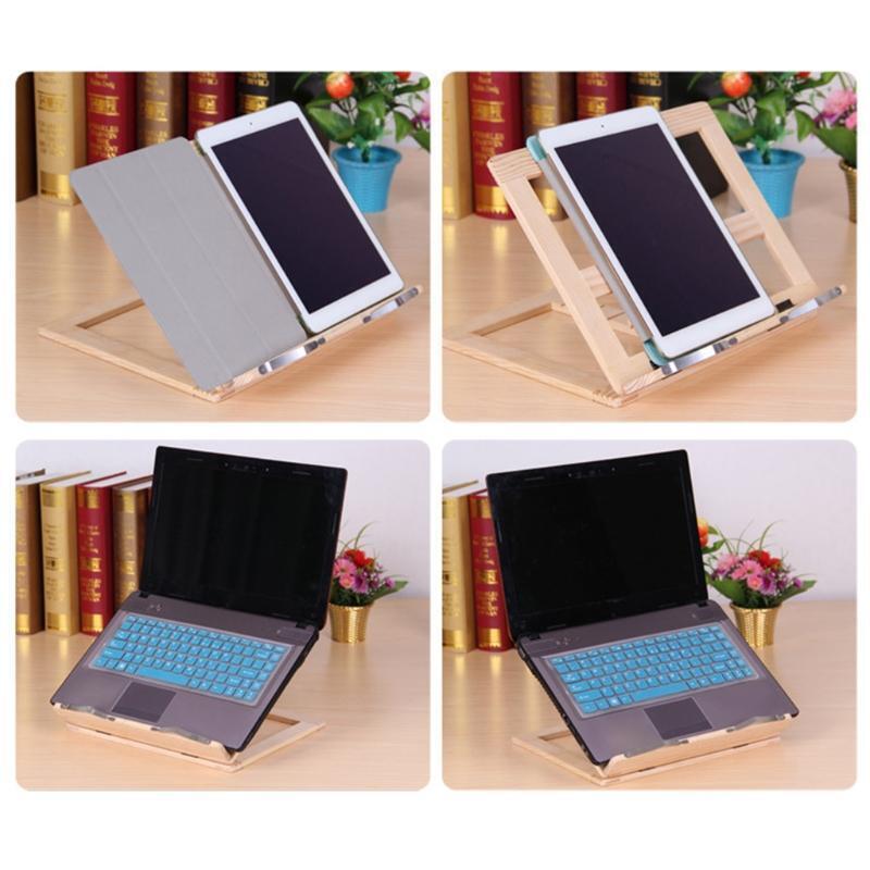 Wood Book Stand Reading Rest Cook Book Recipe Holder with Metal Page Paper Clips