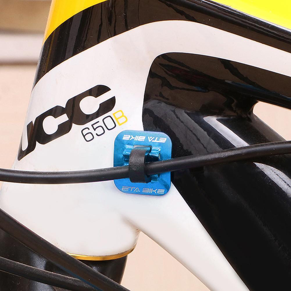5pcs Bike Brake Cable Guide Clips Aluminium Alloy C Buckles Clamp (Blue)