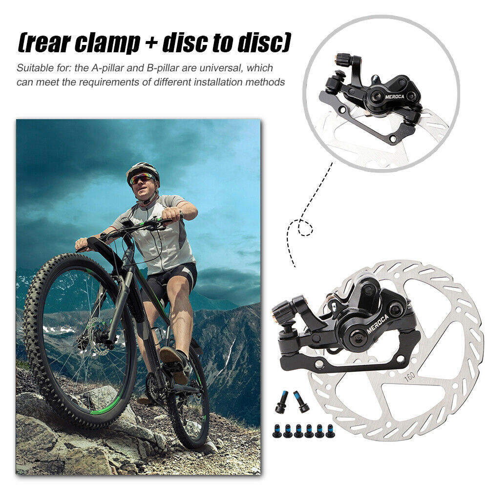 MEROCA MTB Bike Disc Brake Calipers Clip Rotor Set Bicycle Parts (Rear)