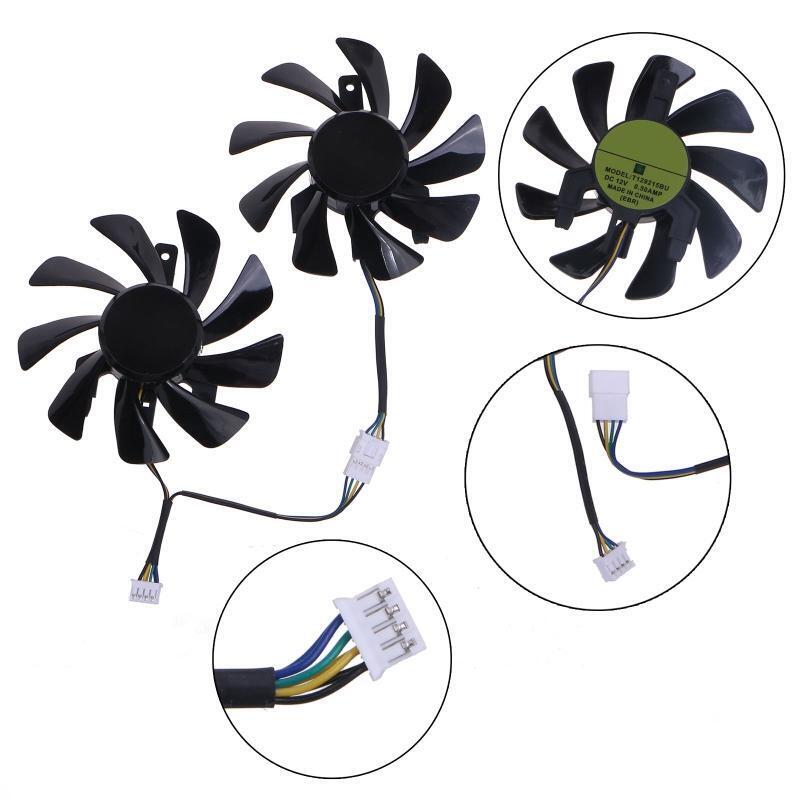 2PCS 85MM Graphics Card VGA Fan T129215BU 4Pin 12V 0.5A Cooler Fan for Sapphire