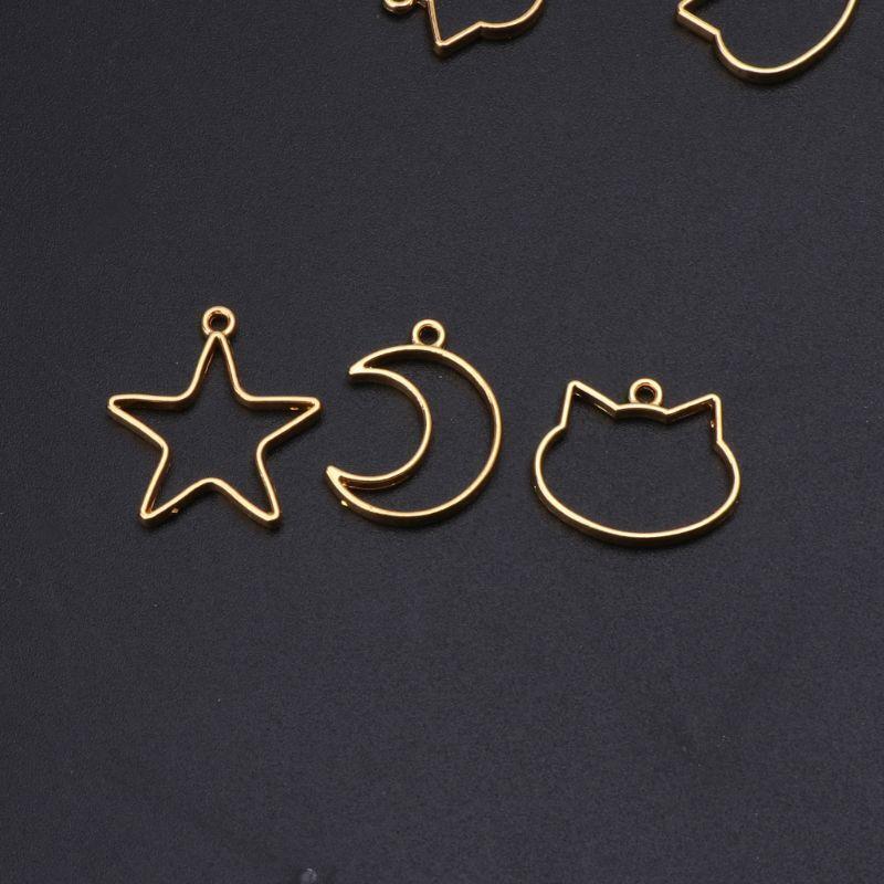90 Pieces/Set Creative Hollow Frame Charms Geometric Hollow Metal Frame Pendants