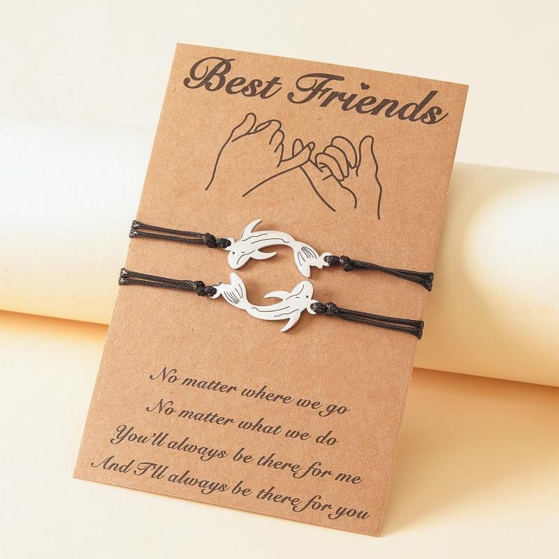 2x Promise Bracelets Best Friend Couples Bracelet Adjustable Cord Girlfriend