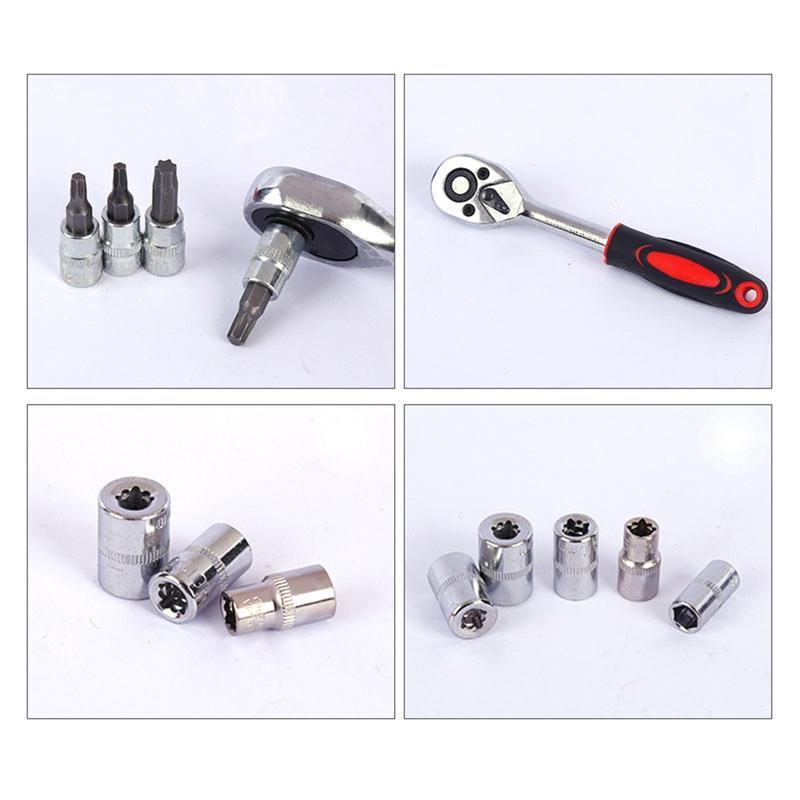 Car Repair Tool Kit Auto Ratchet Wrench Screwdriver Socket DIY Power Tools 46pcs