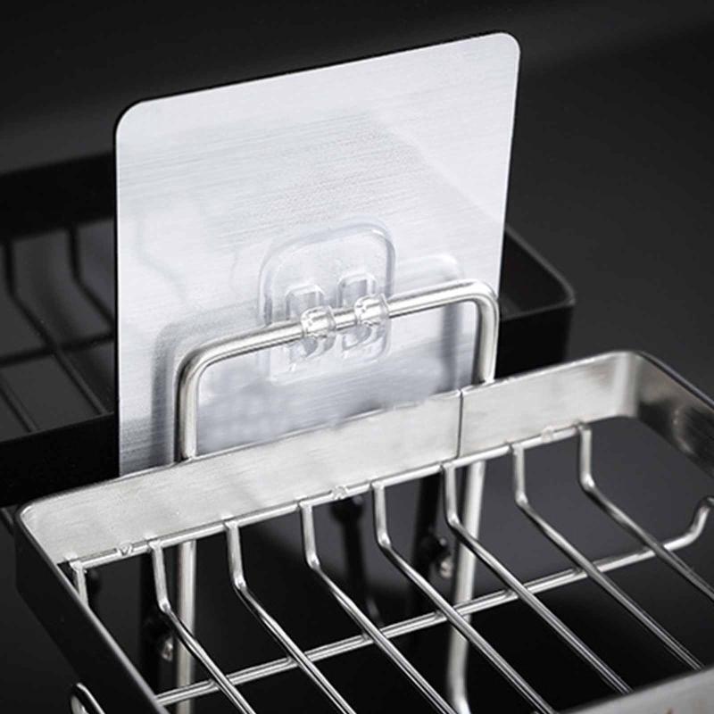 Punch-free Drain Soap Box Stainless Steel Soap Rack Dishcloth Storage Box
