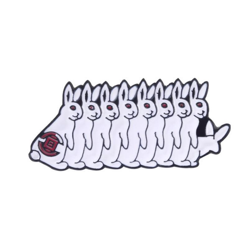 Cute Enamel Pin Backpack Cool Lapel Hat Pin Jacket Funny White Bunny Brooches
