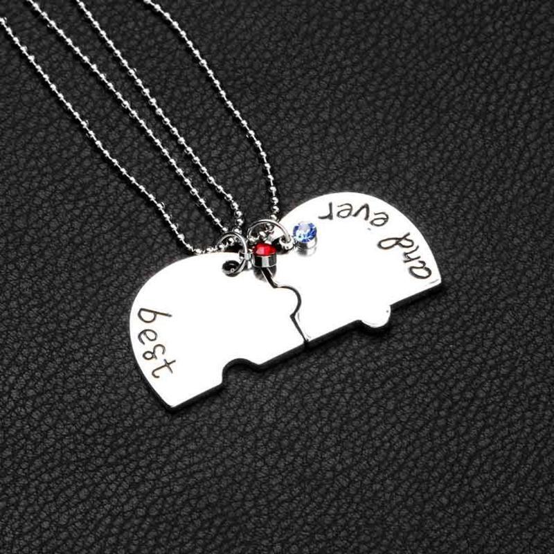 4x/Set BFF Heart Shape Puzzle Necklace Best Friendship Necklace Jewelry Gift Ins