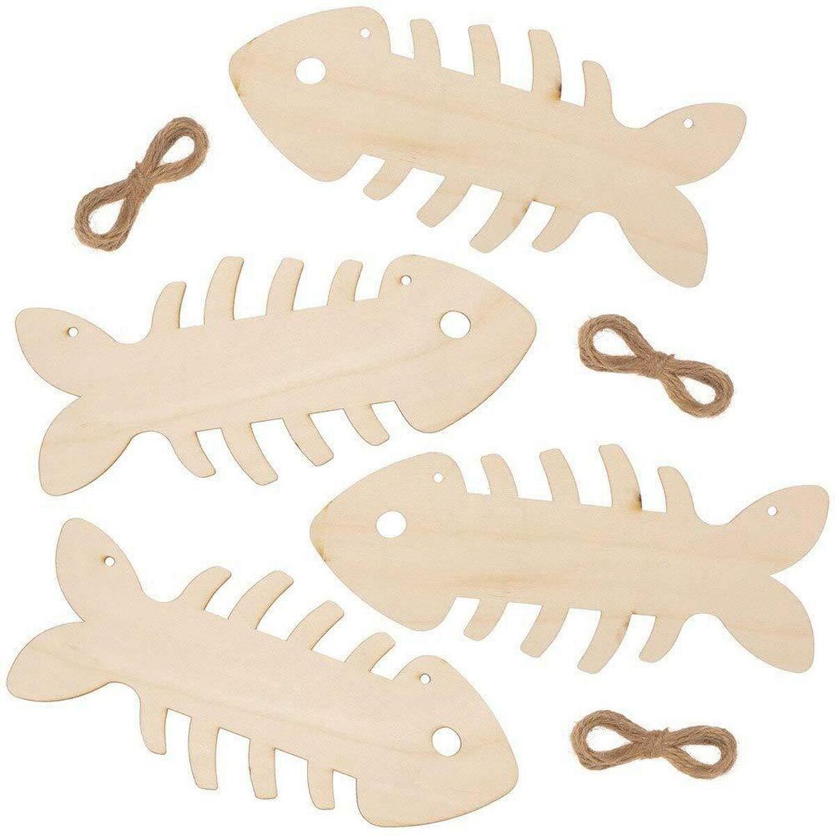 8x Unfinished Wooden Fish Blanks Hanging Cutouts for Pyrography DIY Craft