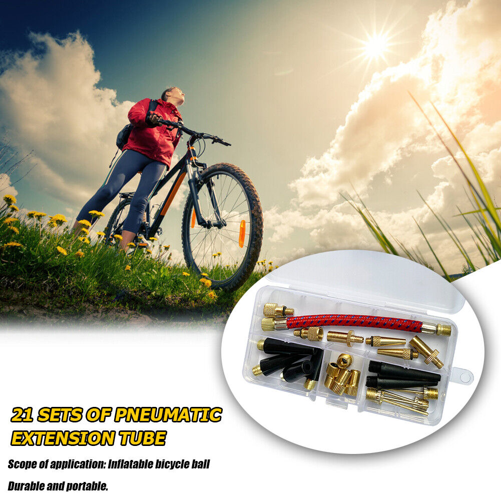 21pcs Valve Connector Foot Ball Airbed Bicycle Tyre Pump Adapter Set Kit