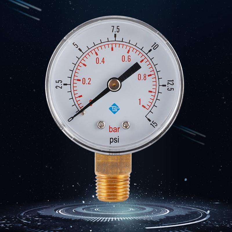 Pressure Gauge 50mm 0~15psi 0~1bar Pool Filter Water Pressure Dial Hydraulic