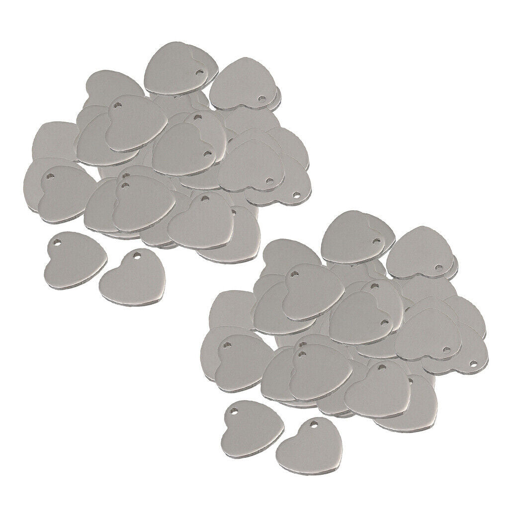 100 * 14mm  Flat Heart Blank Stamping Charms Tag Pendants Jewelry Making