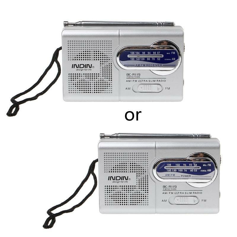 BC-R119 Portable Mini Radio 2-Band AM FM World Receiver Retractable Antenna DC