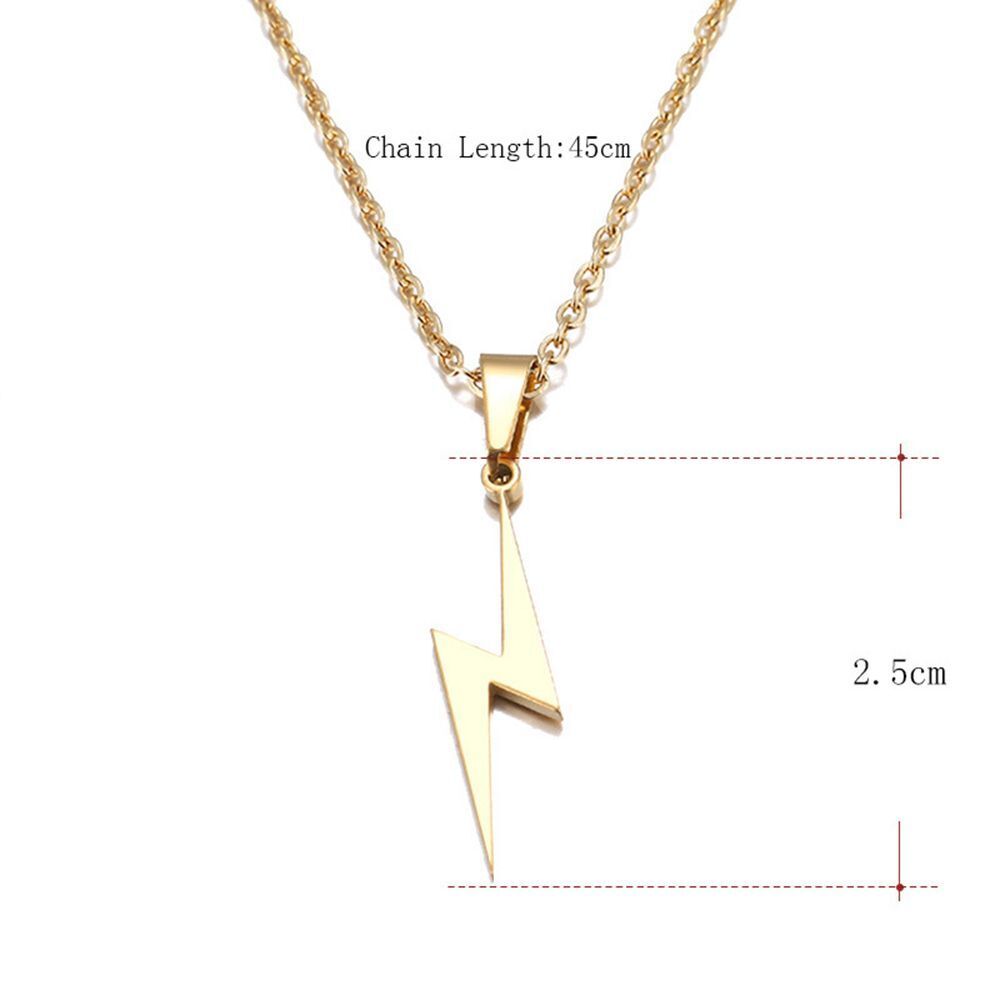 Jewelry Metal Men Lightning Pendant Long Chain Necklace Choker Stainless Steel
