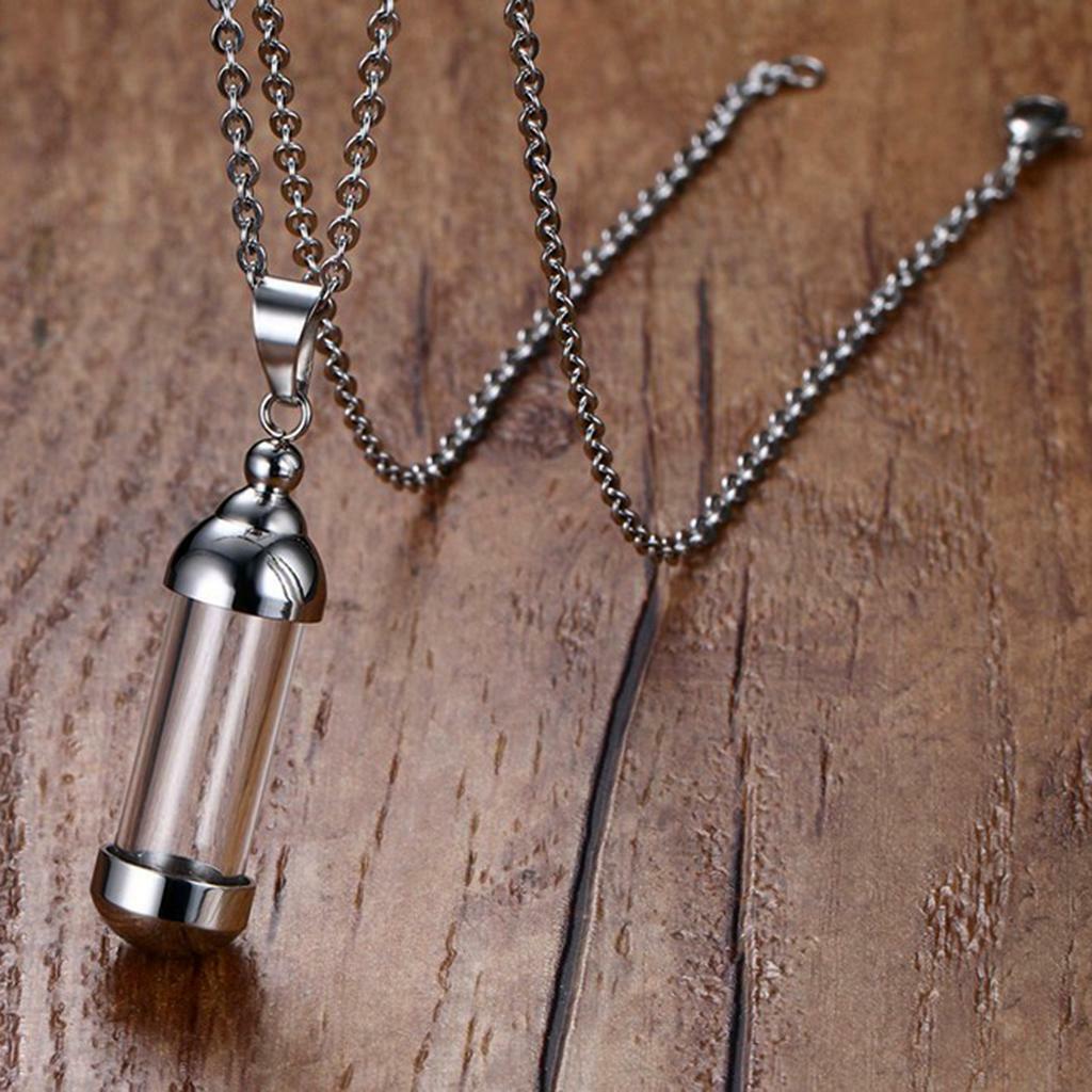 Stainless Steel Screw   Tube  Bottle Urn Vial Charms Pendant Necklace