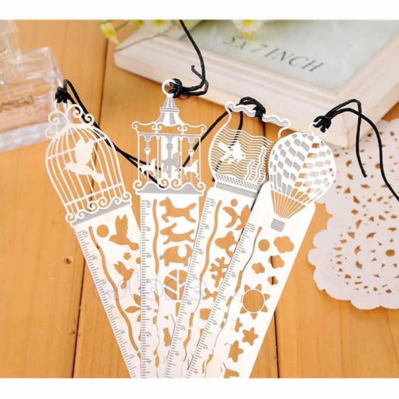 1pc Creative Gifts Ultra-thin Hollow Metal Fairy Tale World Ruler Bookmark NEW