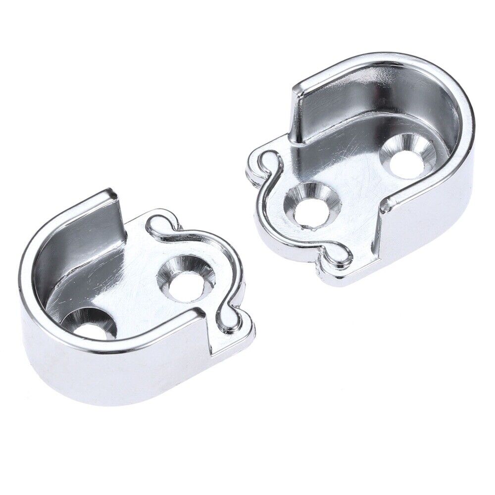 2Pcs Wardrobe Closet Tube Rail Support Metal Rod Bracket  Pole Holder 19mm Dia