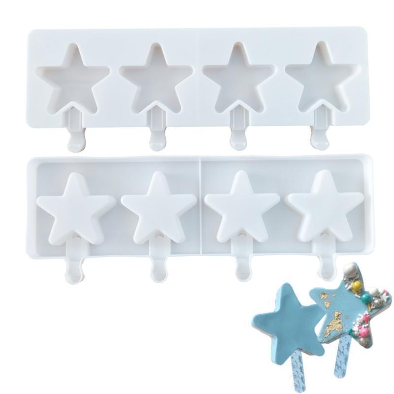 Popsicles Molds Set Silicone 4 Cavities Oval Cake Pop Molds Popsicles Molds