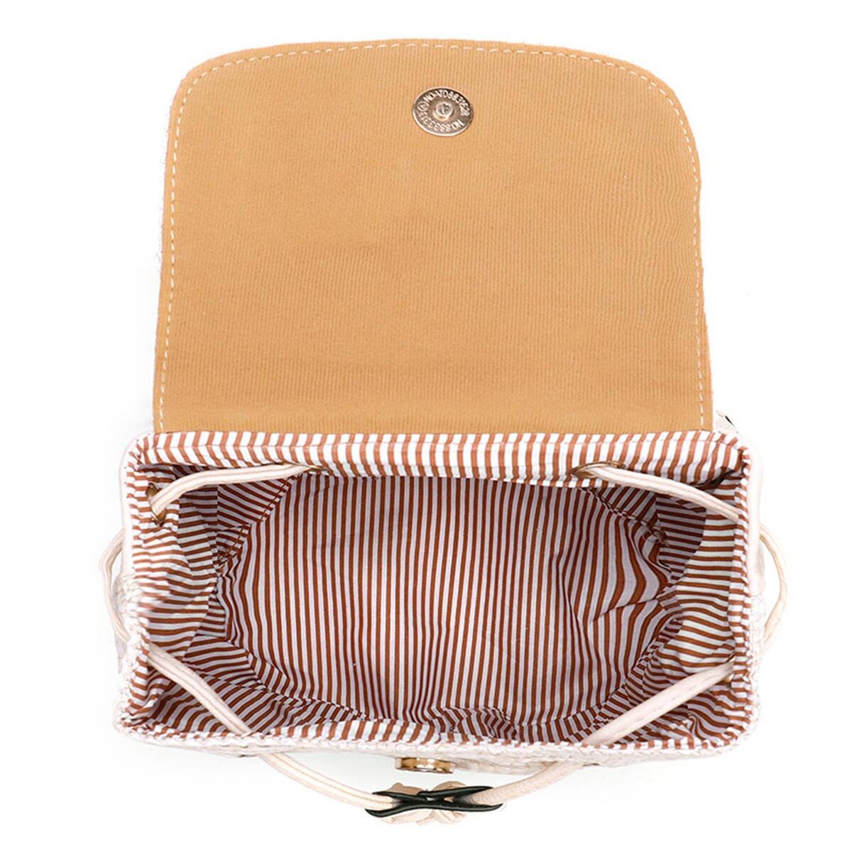 Straw Backpack Rattan Knitted Stylish Tote Handwoven for Summer Women Girls
