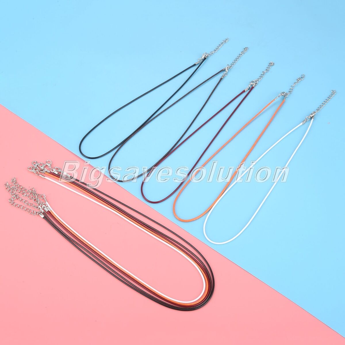 50Pcs/lot Waxed Necklace Chain Jewelry Making Clasp Rope Cord 5 Colour Fashion