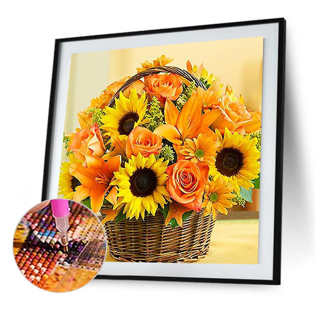 5D DIY Diamond Painting Sunflowers Cross Stitch Embroidery Rhinestones Kits