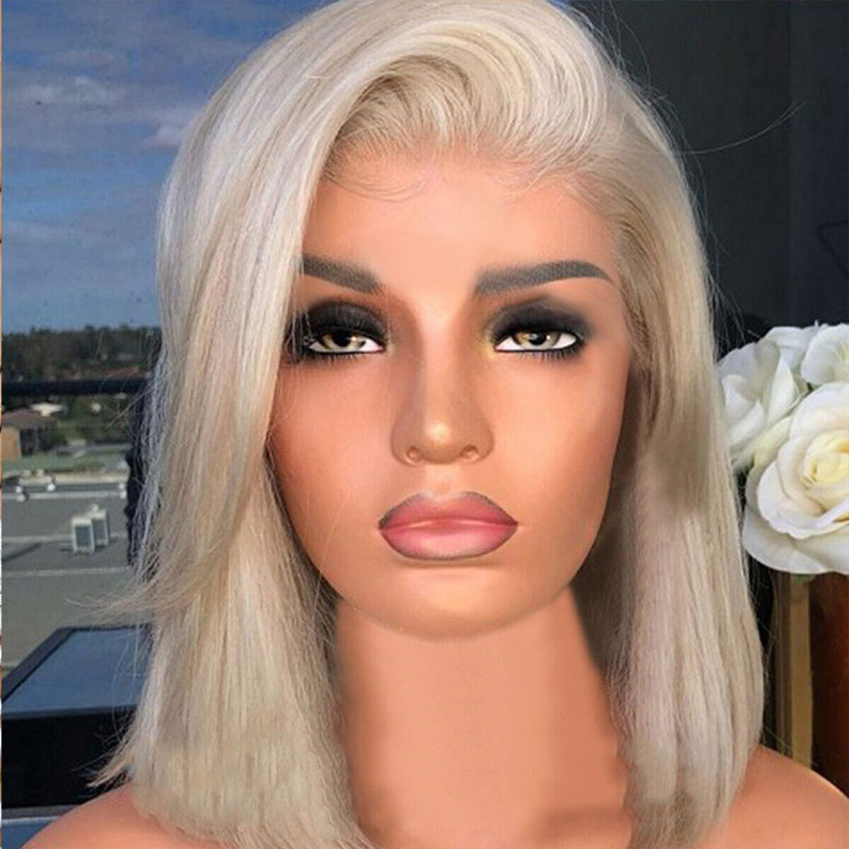 Women Blonde Remy Human Hair Wig Short Bob Full Wigs Pre Plucked Glueless Wigs