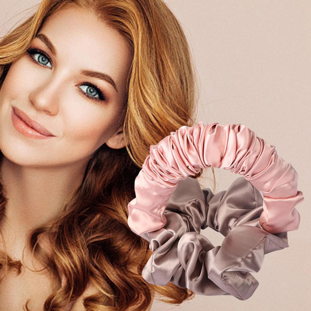Sleeping Heatless Curling Rod Hair Curl Rod Silk Ribbon Headwear Women Pink