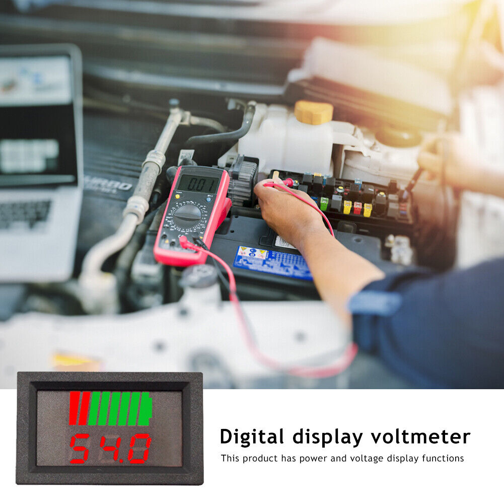 LCD Digital Dual Display Voltmeter Meter Battery Capacity Indicator (Red)