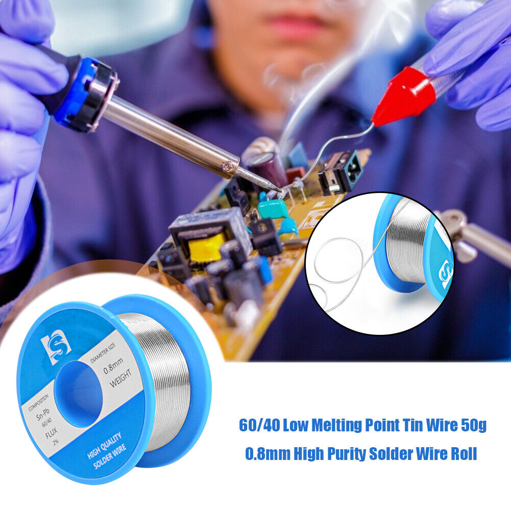 60/40 Low Melting Point Tin Wire 50g 0.8mm High Purity Solder Wire Roll
