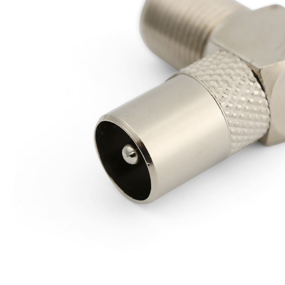 F Female To TV Male Aerial Male Adapter Satellite Coax Connectors Right Angled