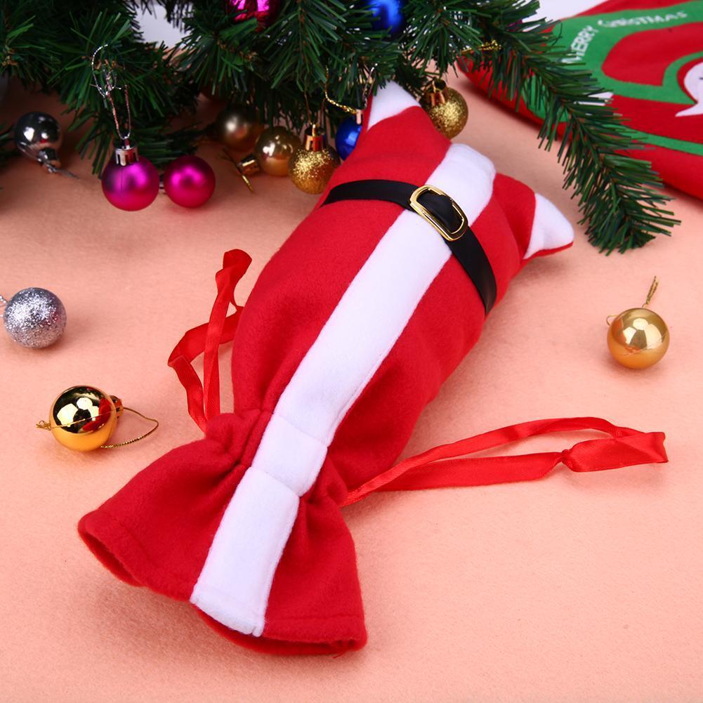 1pc Christmas Non-woven Belt Buckle Wine Bottle Cover Bag Party Table Decor