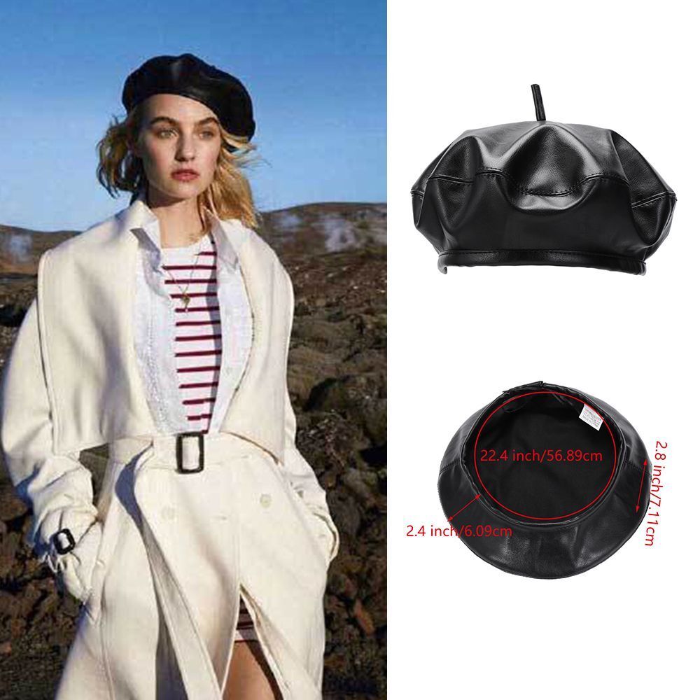 Hat Faux Leather Berets Black Leather Hat Women Beret Hat Berets for Women