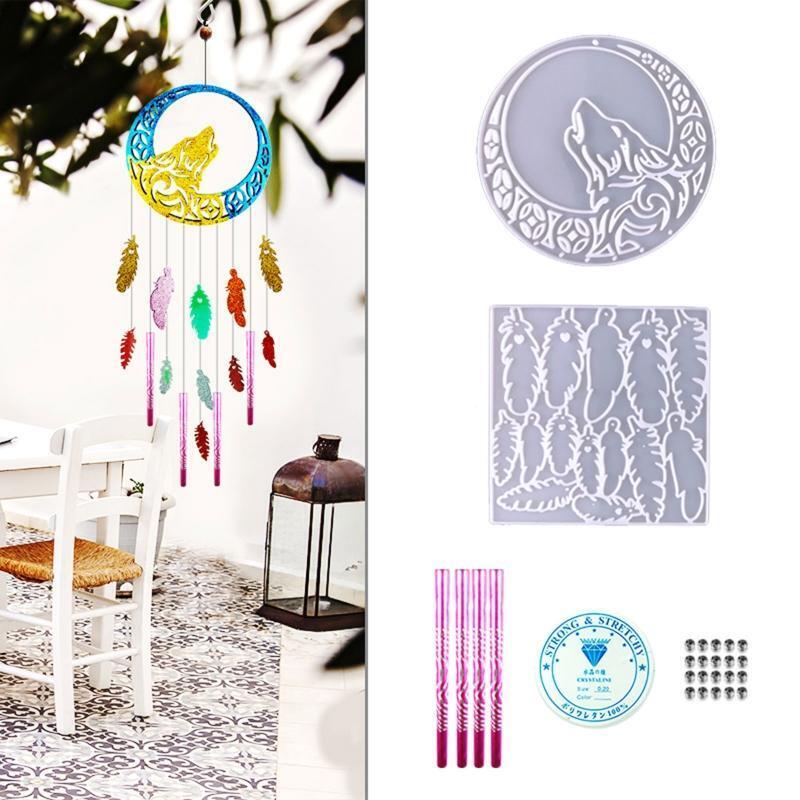 Diy Wolf Wind Chime Crystal Decorative Mold Feather Pendant Wall Hanging Mold