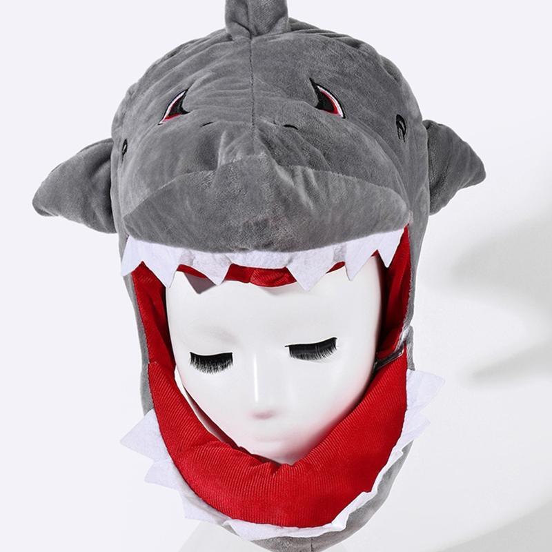 Cute Gray Shark Shape Headgear Hat Adjustable Headgear for Boyfriend Girlfriend