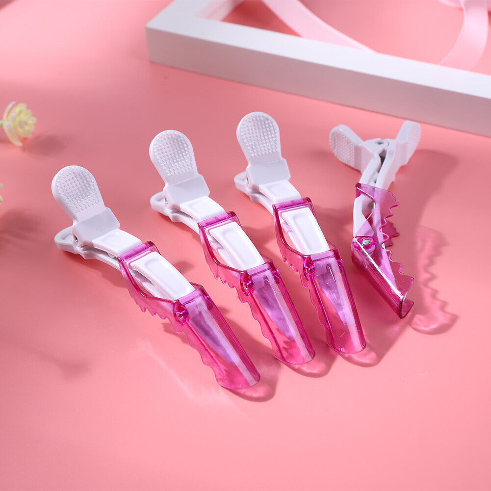 10pcs Plastic Salon Hair Clip Set Hairdressing Crocodile Hair Grip (Pink)