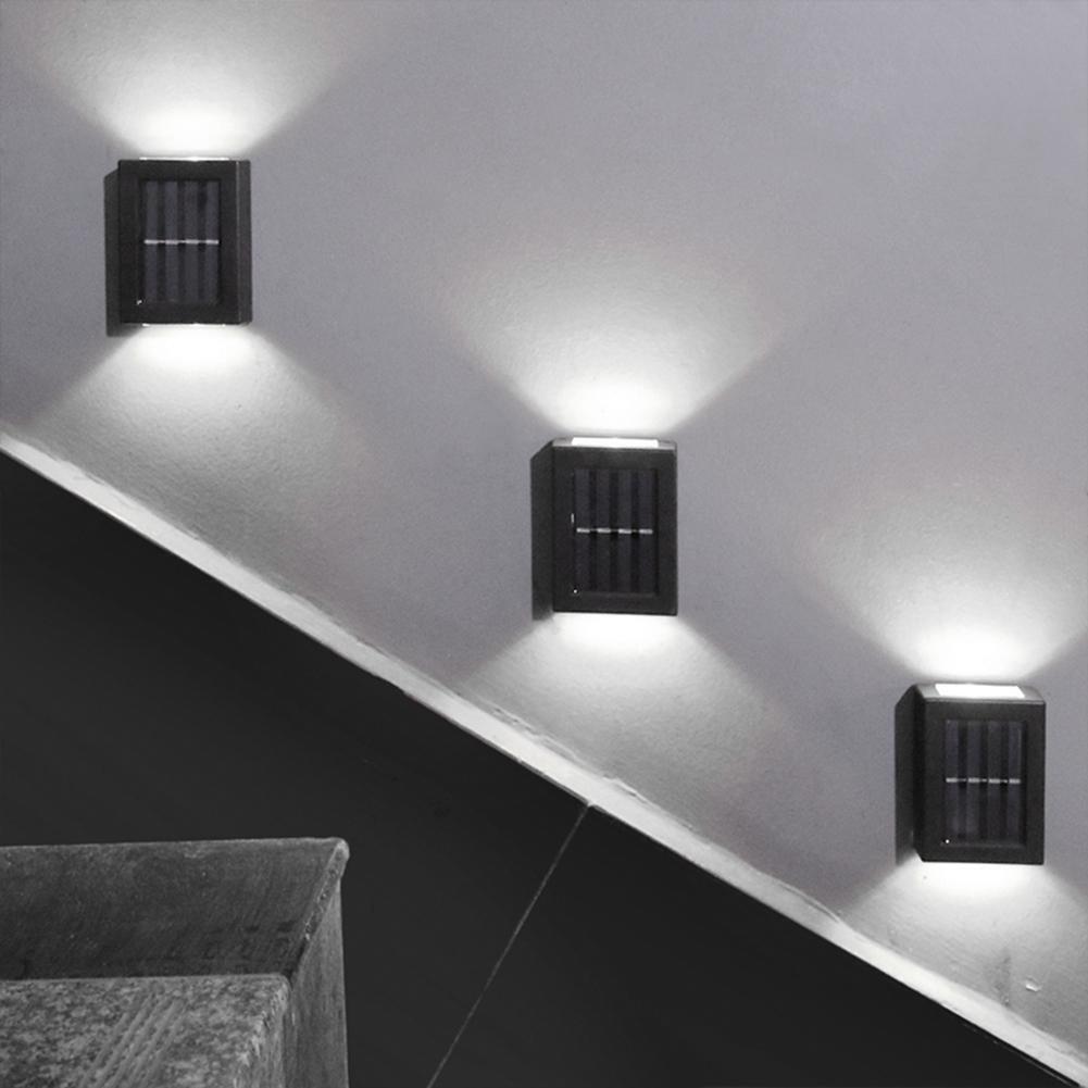 4pcs LED Solar Light Outdoor Wall Lamp for Garden Yard Decor (White Light)
