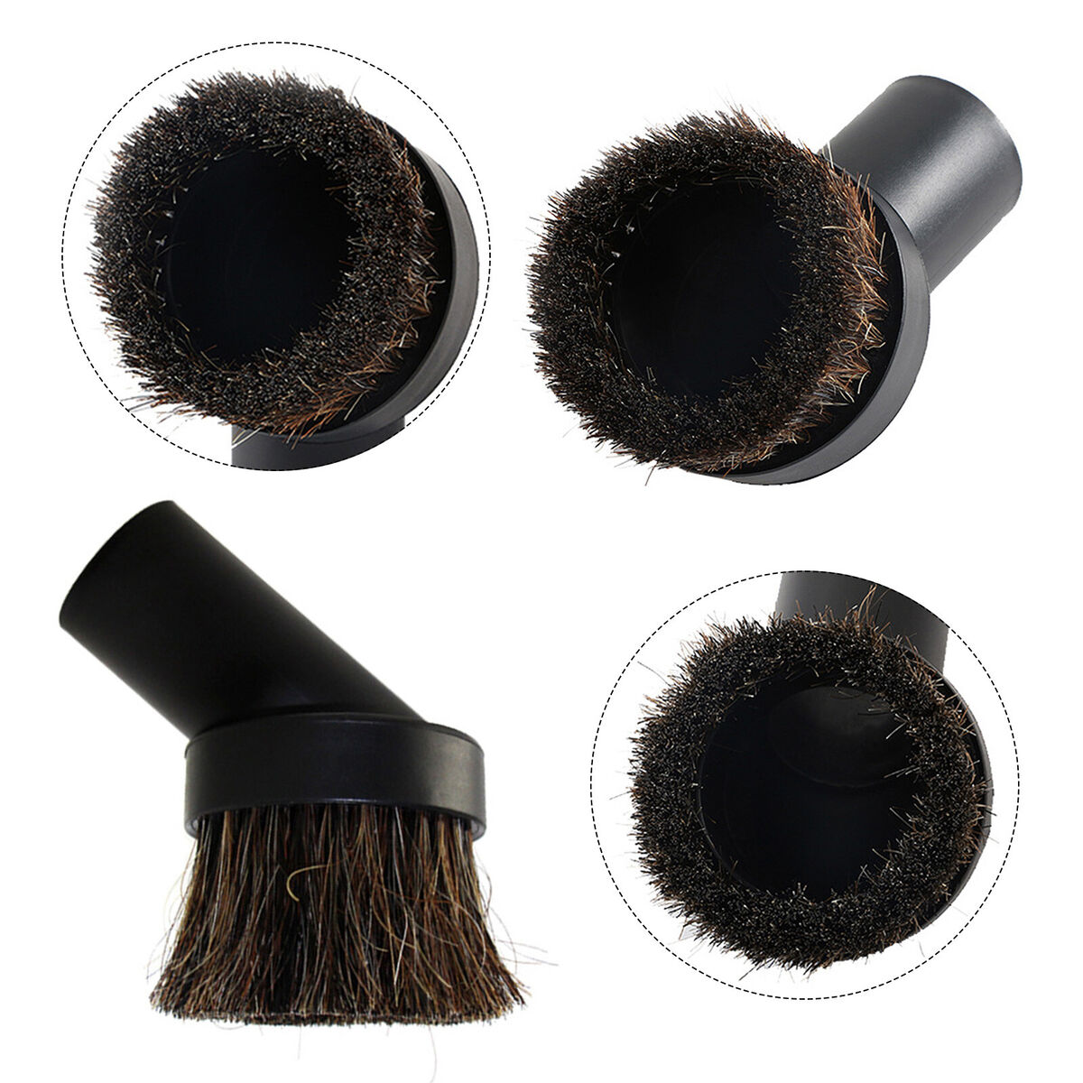 Horse Hair Vacuum Attachment 25mm Round Dust Brush Hose Adapter Replacement
