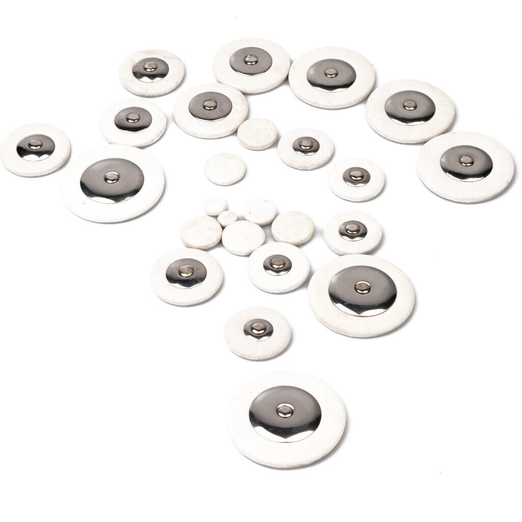 Set of 25 White Leather Pads for Alto Saxophone Sax Replacement Accessory