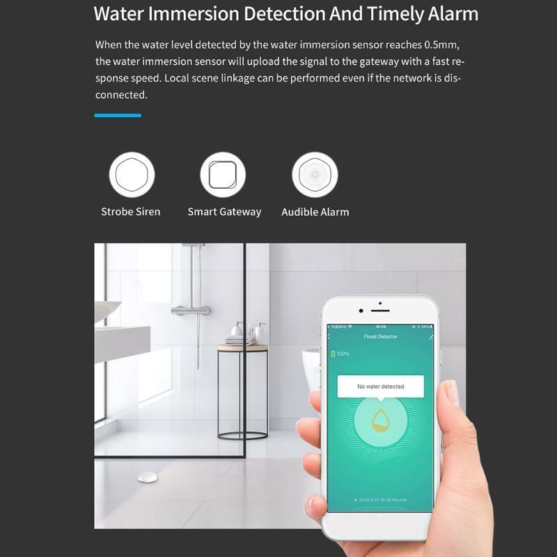 Home Water Leakage Alarm Sensor Overflow Alert for Bathroom Basement Detection