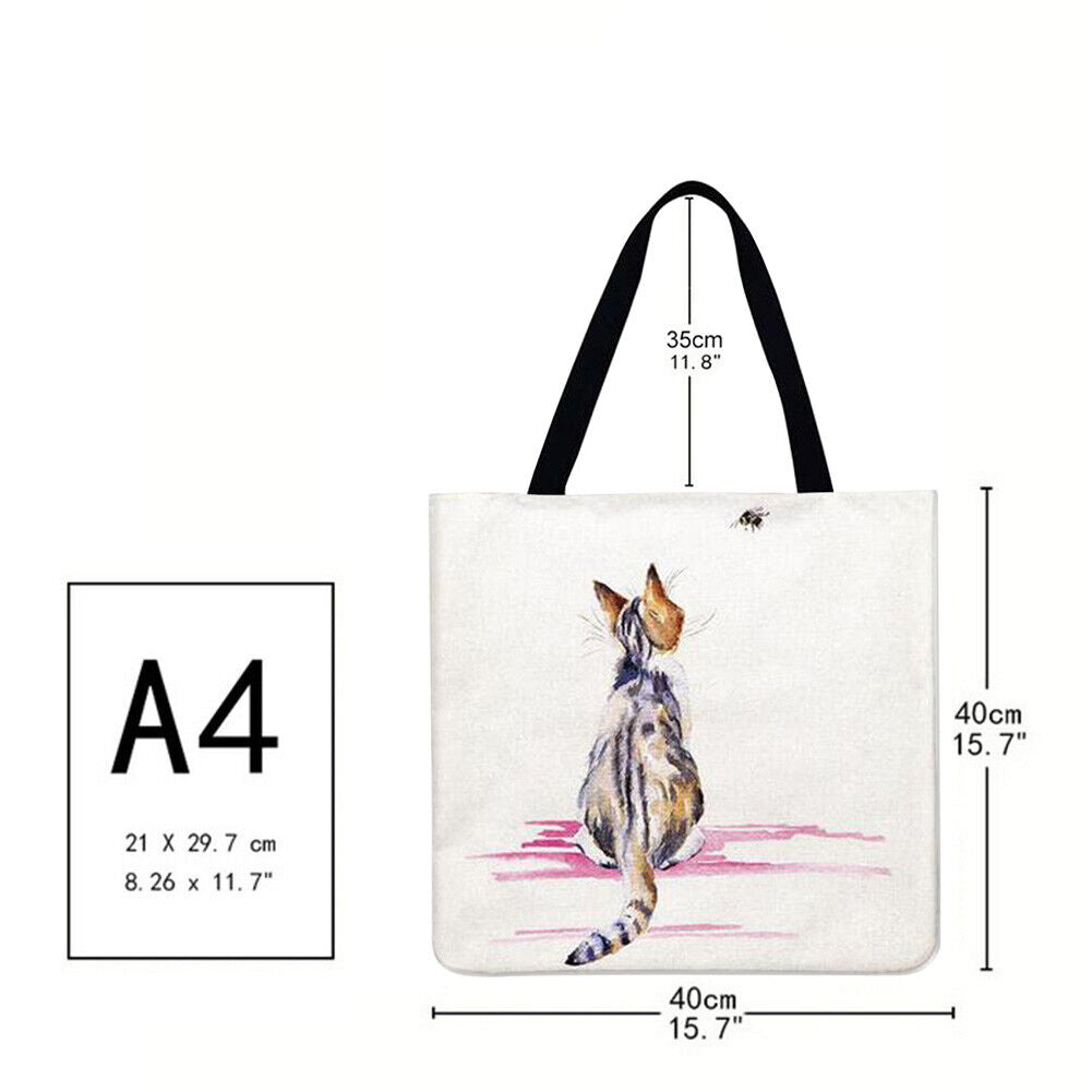 Cats and insects Printed Shoulder Shopping Bag Casual Large Tote Handbag