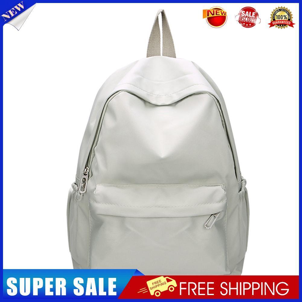 Preppy Style Students Backpack Women Solid Color Large Handbags (Green)