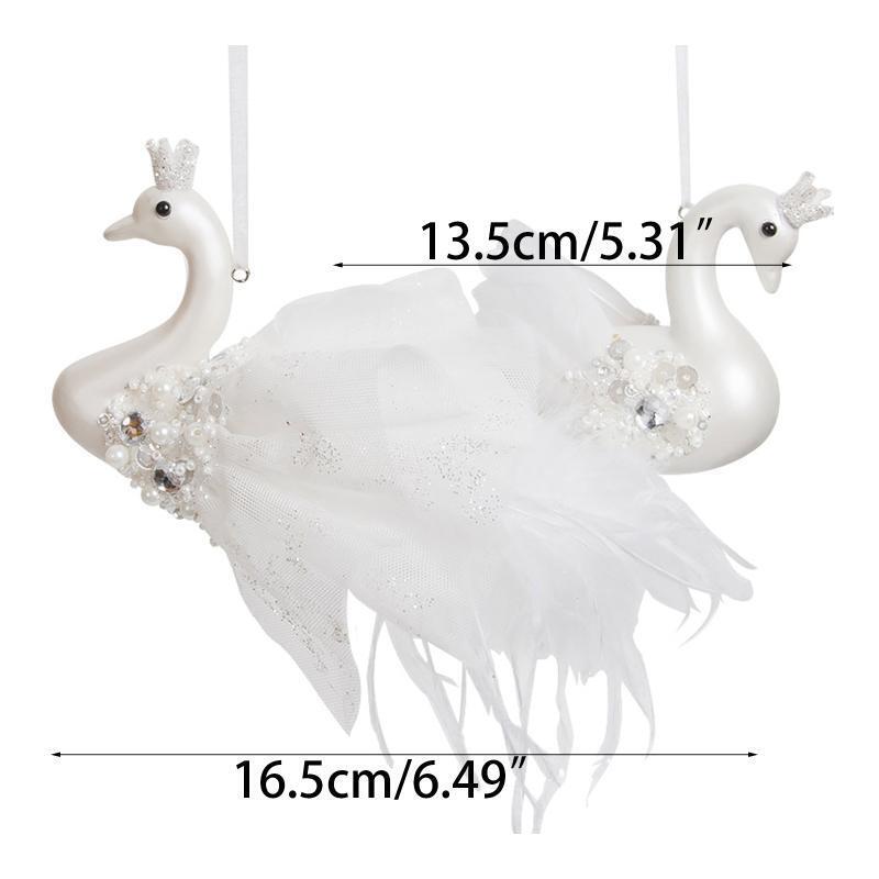 Christmas Swan Pendant Set of 2 Elegant Winter  Front Door Window Decor
