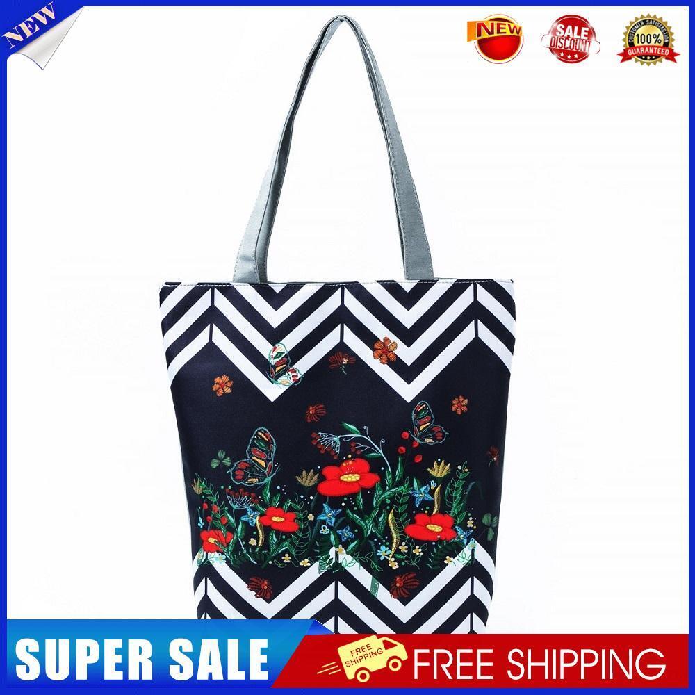 Flower and bird lattice Printed large-capacity one-shoulder handbag