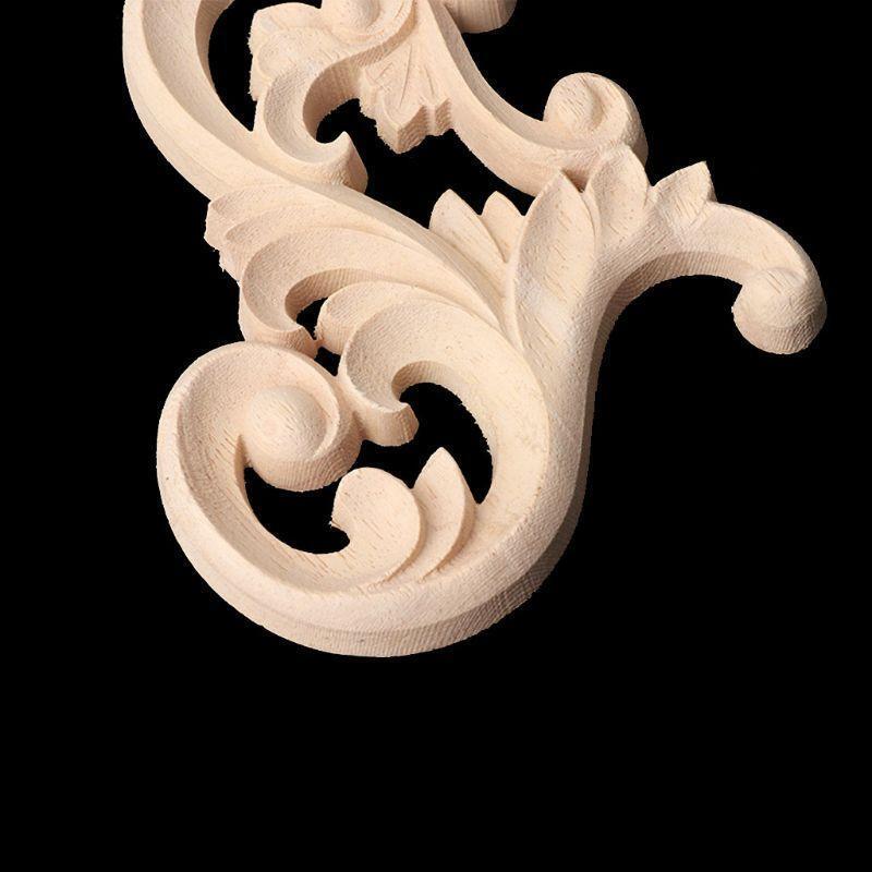 1 Pair Wood Carved Corner Onlay Applique Frame Decor Furniture Unpainted Home