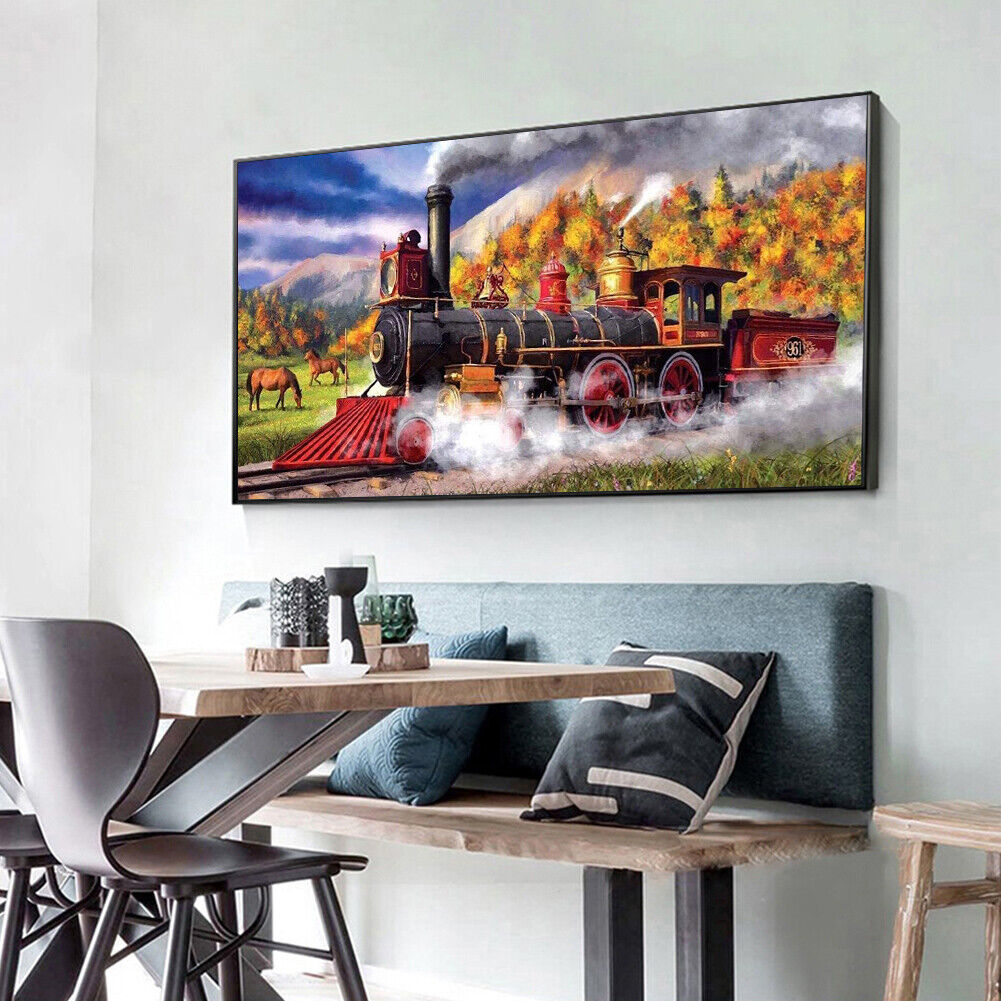 5D Train Full Drill Round Diamond Painting DIY Mosaic Picture Home Decor