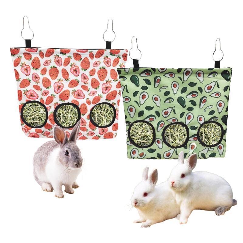 Fruit Pattern Hay Feeder Bag Rabbit Feeding Bag Outdoor and Indoor Chinchilla