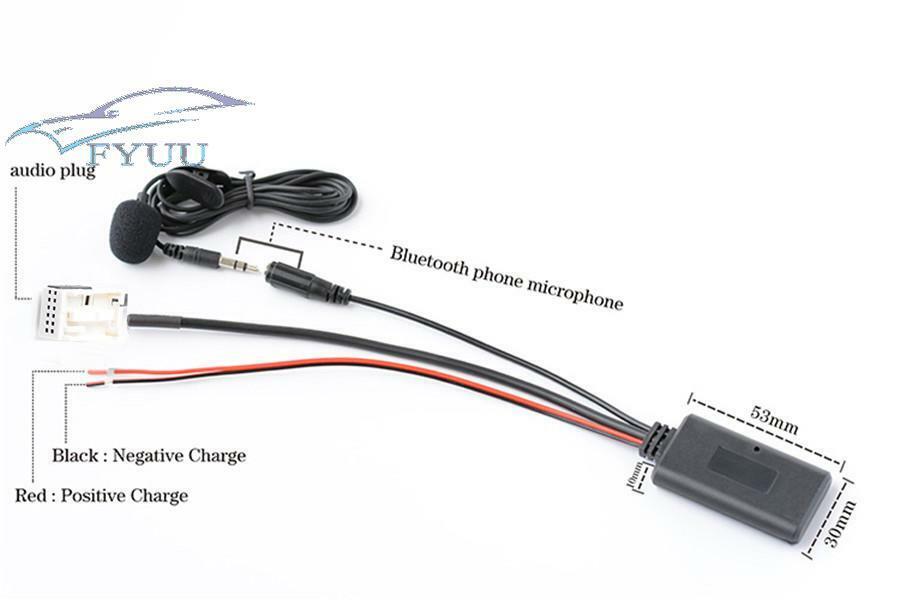 Car AUX Audio BT Adapter for Peugeot RD4 w/Microphone 12pin Connector Wireless