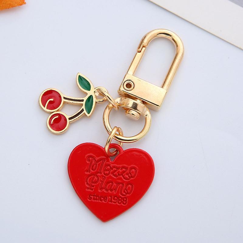 Alloy Key Chain Durable Anti Deformed Exquisite Cherry and Heart Shaped Pendant